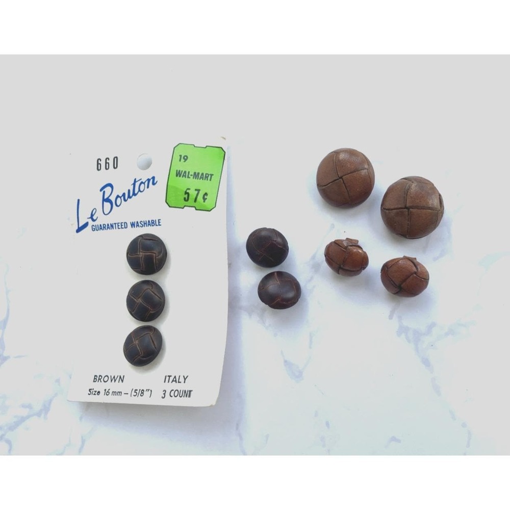 9 Vintage Le Bouton Real Leather Large Shank Buttons 5/8" & 1" Jacket Coat